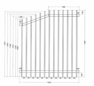 Aluminum Blade Raked Pool Fence Panel Satin Black