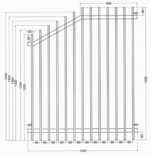 Aluminum Blade Raked Pool Fence Panel Satin Black