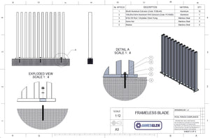 Frameless Blade Pool Fencing 80x40x3850mm extrusion