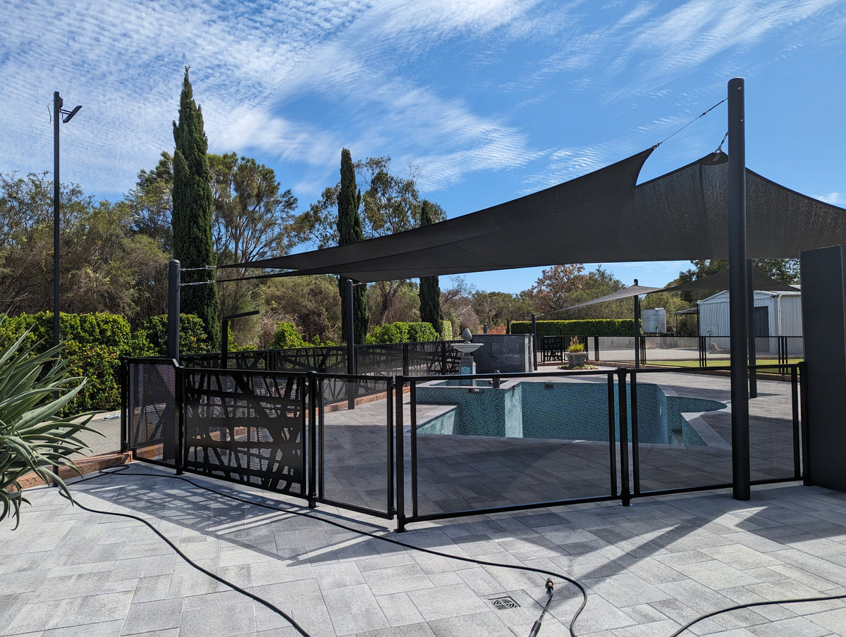 Aluminium Tubular Pool Panel 1500mm (H) x 2400mm (W) Satin Black – Pool ...