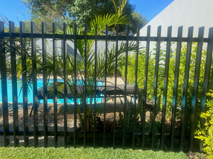 Aluminum Blade Raked Pool Fence Panel Satin Black