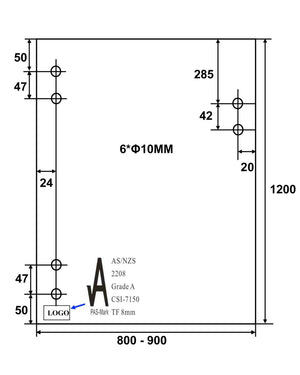 Clear Toughened Pool Gate 8mm (T) x 1200mm (H)