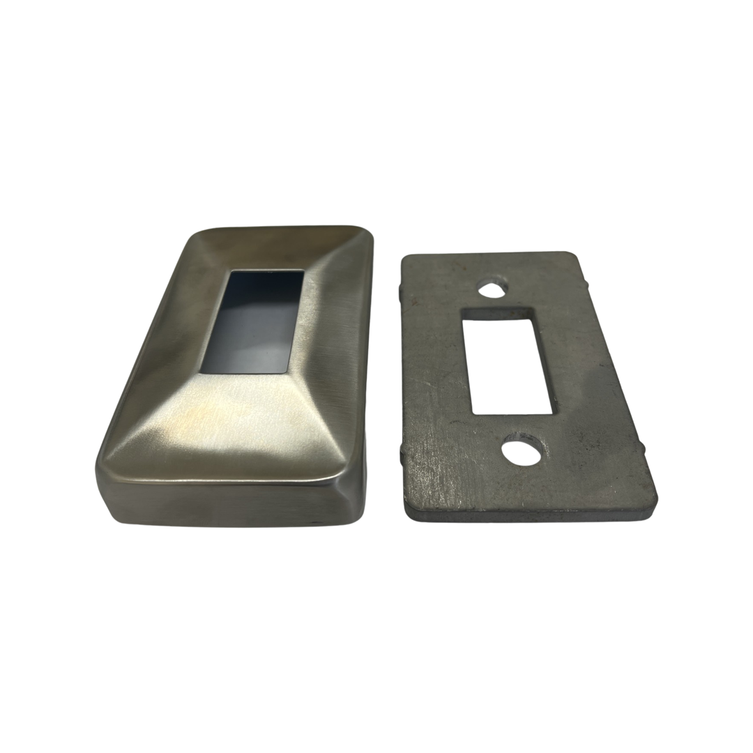 Rectangle base plate with raised cover G316 – Pool Fencing Supplies