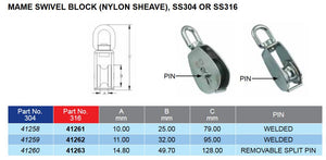 G316 Mame swivel block (nylon sheave)