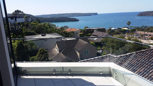 Clear Toughened & Heat Soaked Standoff Balustrade Panel Top Handrail 12(T) x 1280(H)